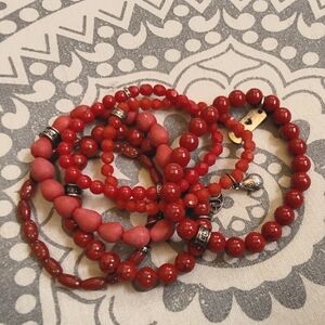 Set of 6 Red and Pink CFC Bracelets